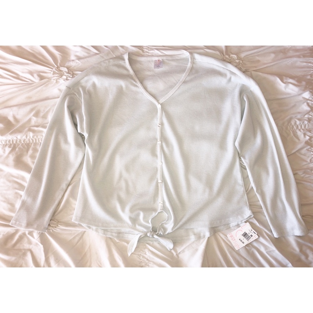 NWT Love @ First Sight White Waffle Sleep Top Women’s Size Large
